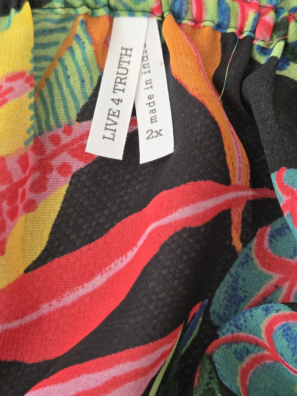 Live 4 Truth Black Multicolor Tropical Leaf Cover-Up - Size 2X